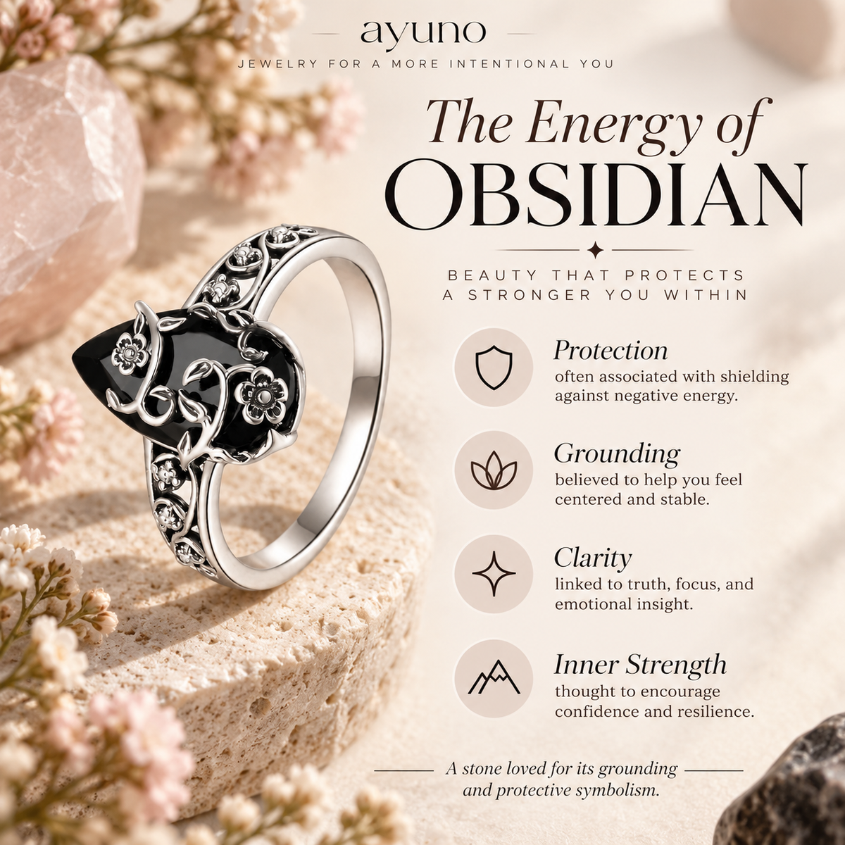 Ayuno NoirBloom™ Ring